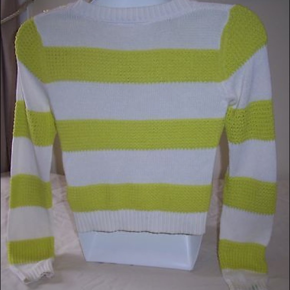 ROXY White & Yellow Striped Sweater, Sz Large - Picture 5 of 6